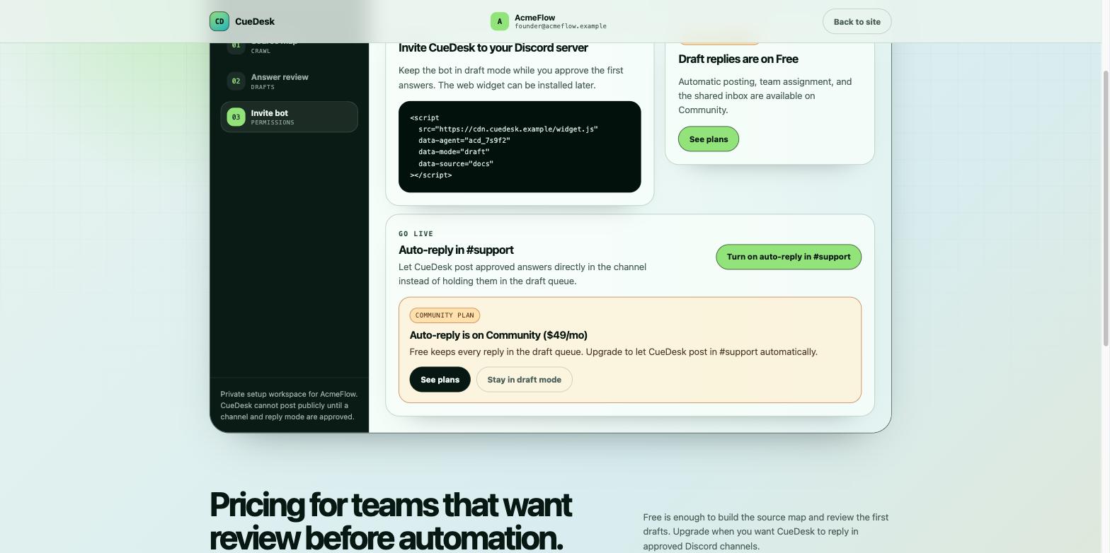 “Turn on auto-reply” → Community ($49/mo) gate